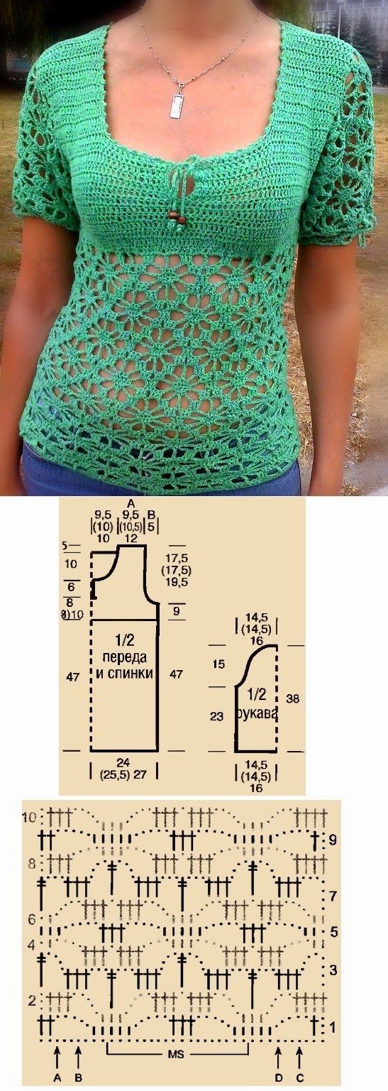 Patrones crochet de blusa mangas cortas Todo crochet