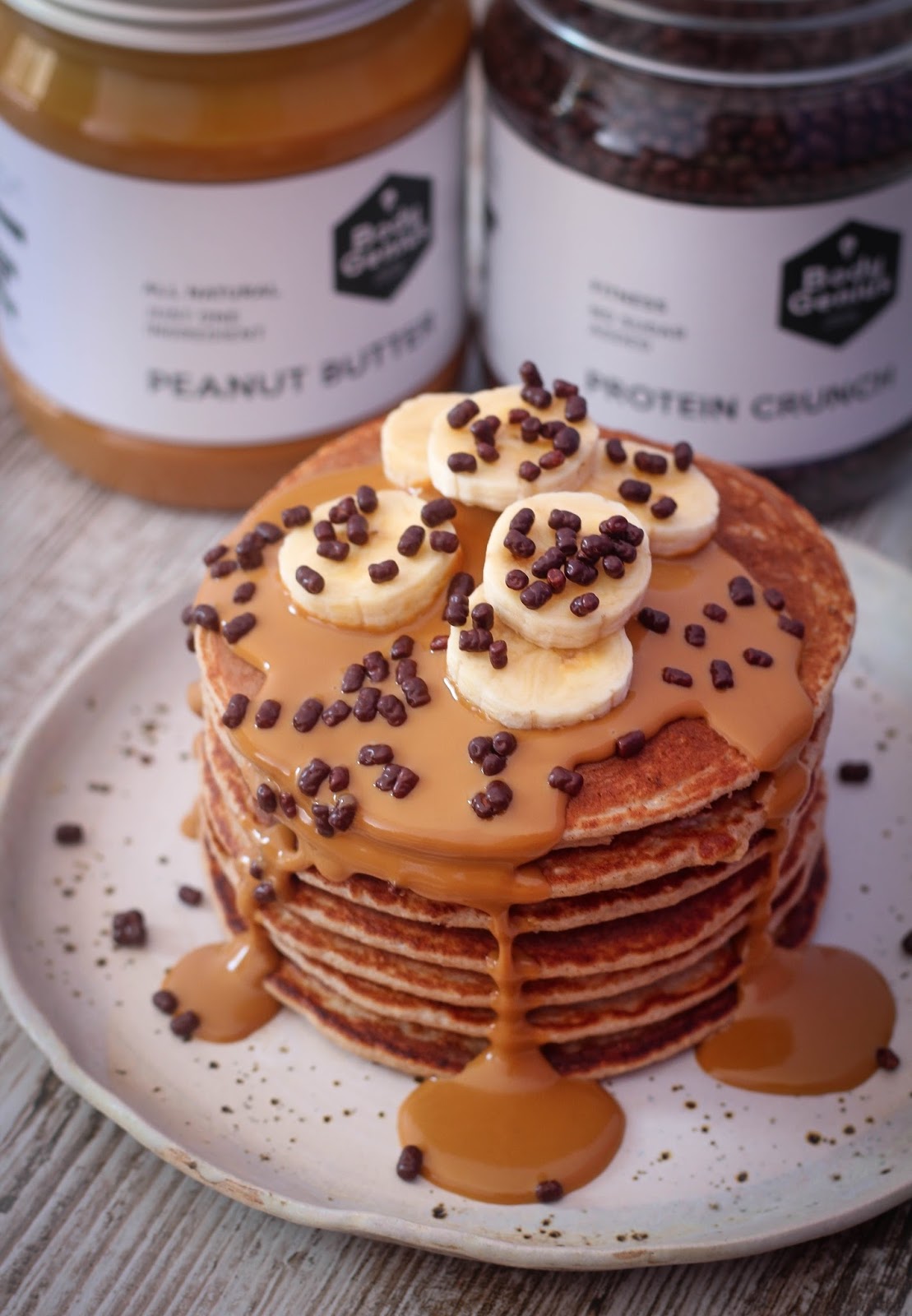 Dulce Muffin Pancakes fitness de avena y plátano