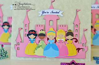 Princess Tiana, Snow_White, Belle, Sleeping_Beauty, Cinderella Castle Birthday Invitaciones Convites