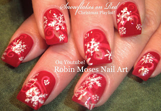 Robin Moses Nail Art: Snowflake Nails! Red Nail Art Christmas Design ...