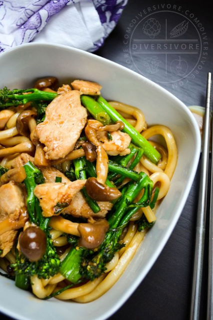 Udon Noodles with Chicken, Broccolini, and Shimeji Mushrooms - All ...