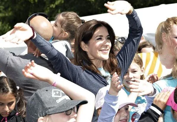 Crown Princess Mary attended the Free from Bullying Children’s Relay Race 2019 event held at Fælledparken in Copenhagen