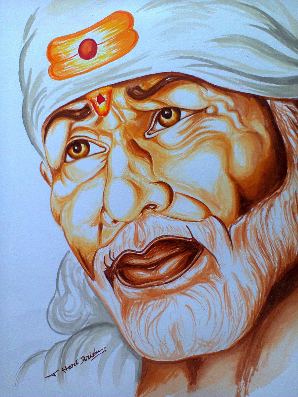 Hari Krishna Lord Sai Baba Painting...(acrylic paints)