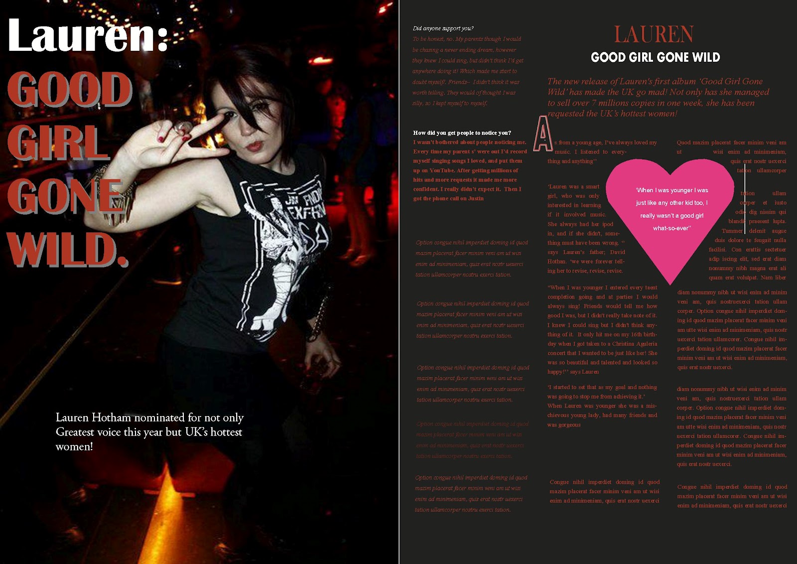 Music Magazine Double page spread Planning