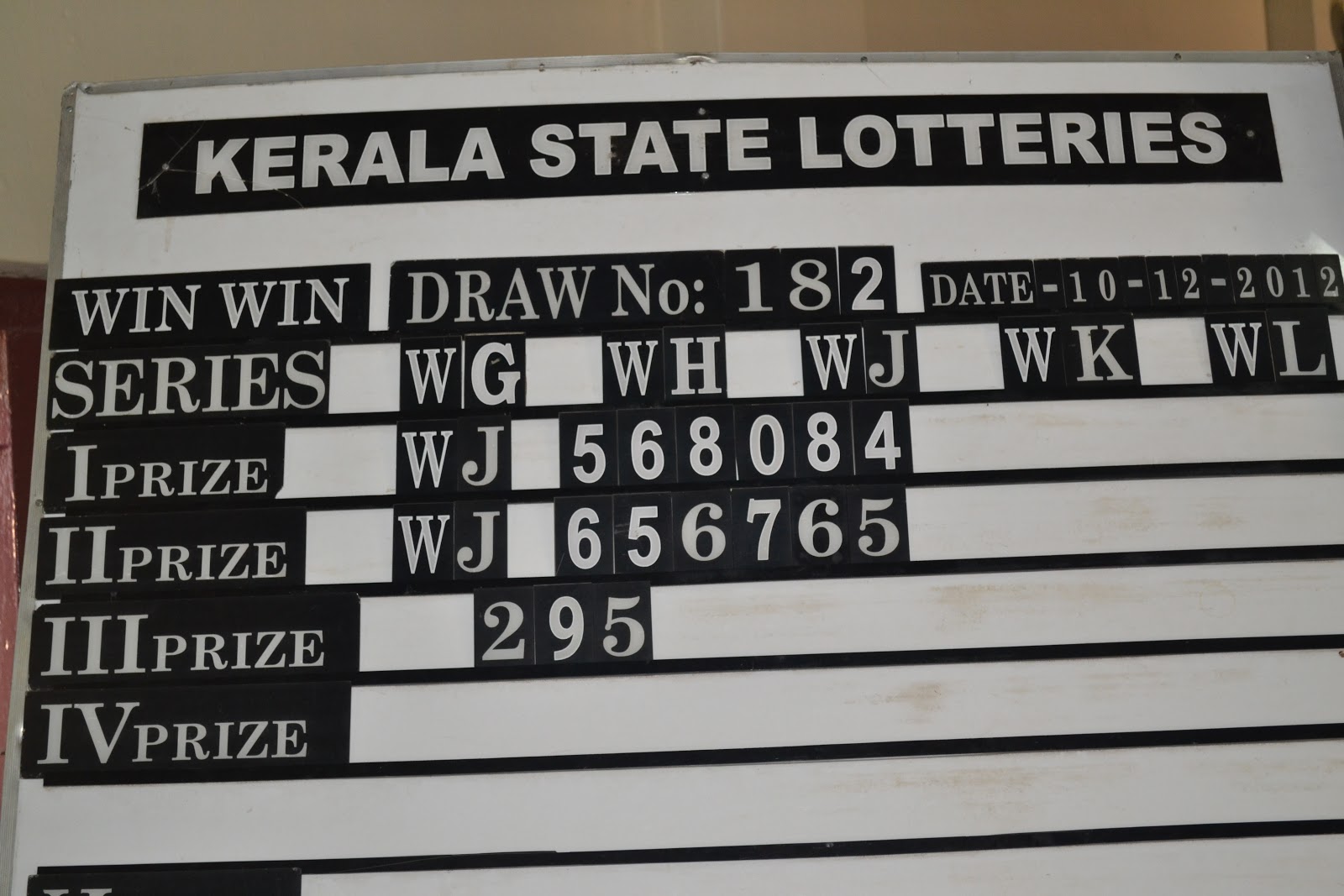 WIN-WIN (W-182) lottery result 10-12-2012 , Kerala Lottery ...