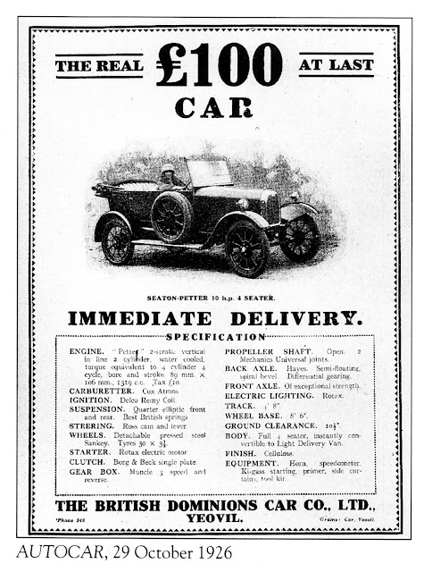 The British Dominions Car Co. Ltd. Yeovil