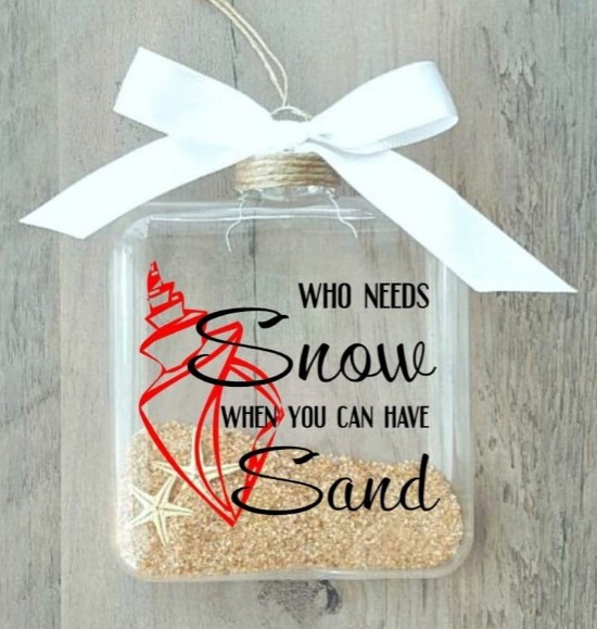 Beach Sand Glass Ornament Collection With Sayings Personalize It