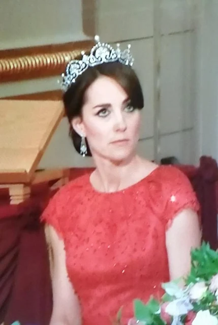 The Duchess of Cambridge attend her first state banquet at Buckingham Palace