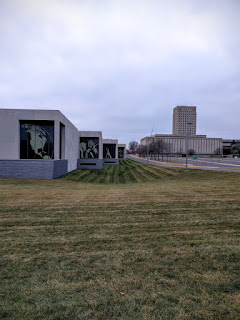 North Dakota Historical Museum and state capitol building in Bismarck