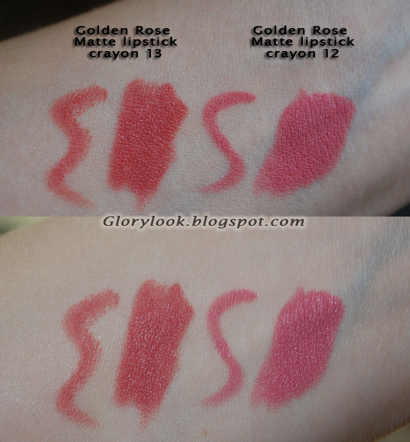 GLORYlook: Помада Matte Crayon от Golden Rose в оттенках 12 и 13