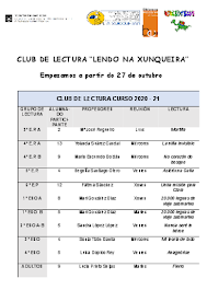 HORARIOS CLUB DE LECTURA