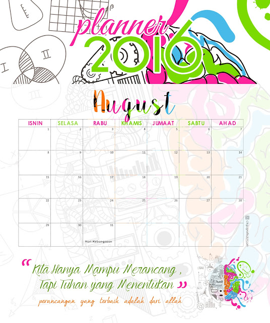 Planner 2016 free printing , grafik berwarna