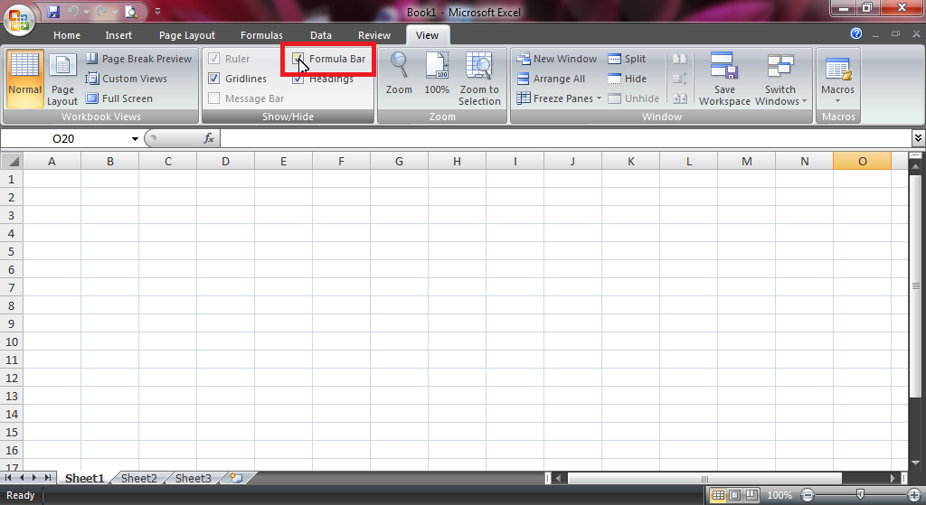 Cara Memunculkan dan Menghilangkan Formula Bar di Excel 2007