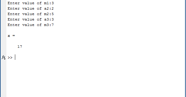 How to do CHINESE REMAINDER THEOREM (CRT) USING MATLAB CODE