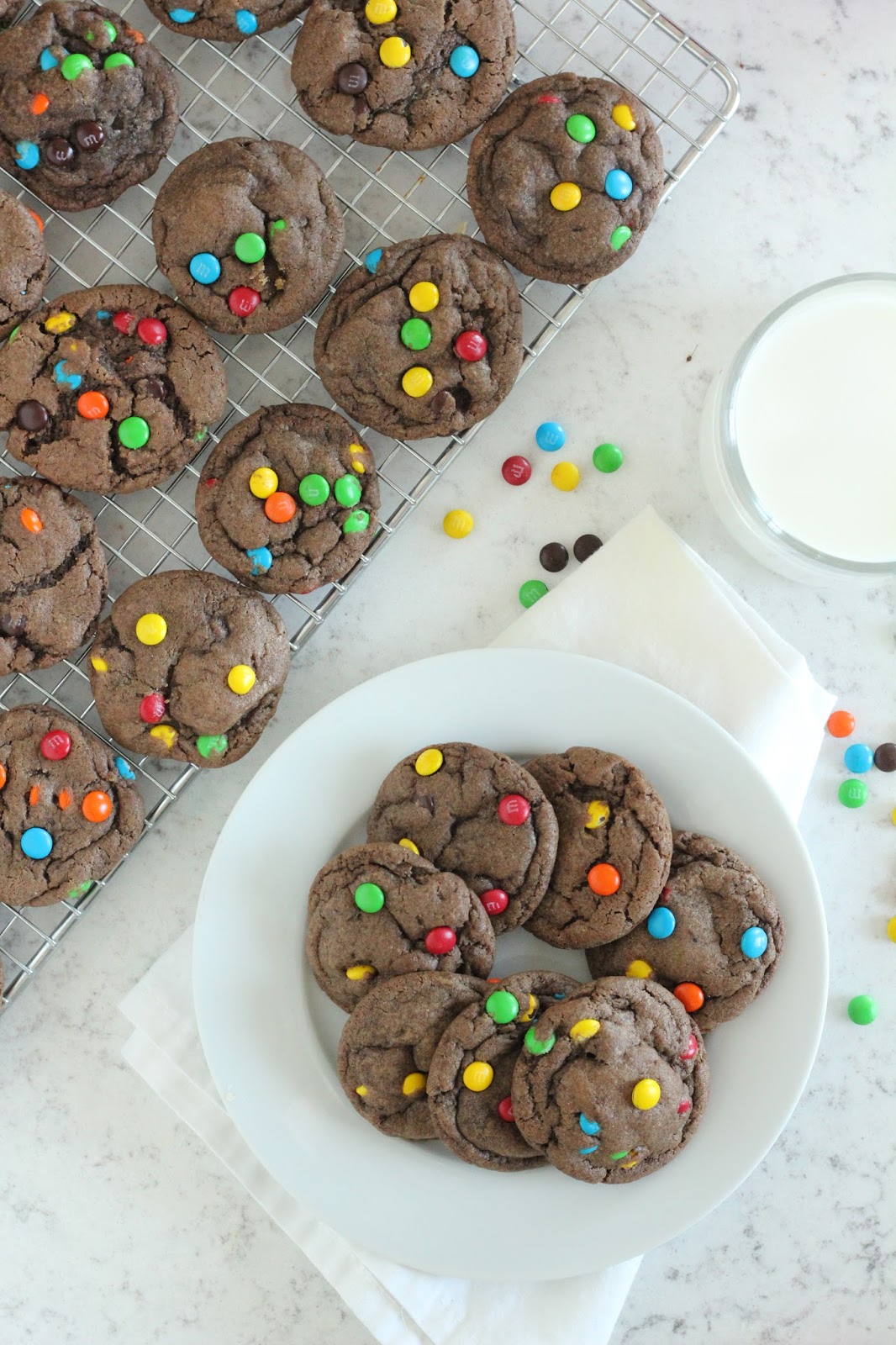 Chocolate M&M Cookies - Baking with Blondie
