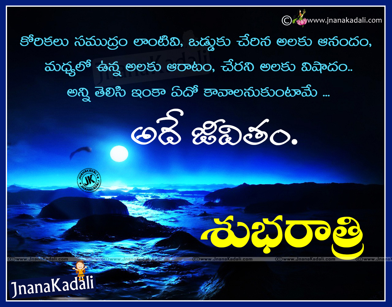 Good Night Inspiring Words and Quotes Pictures in Telugu | JNANA ...