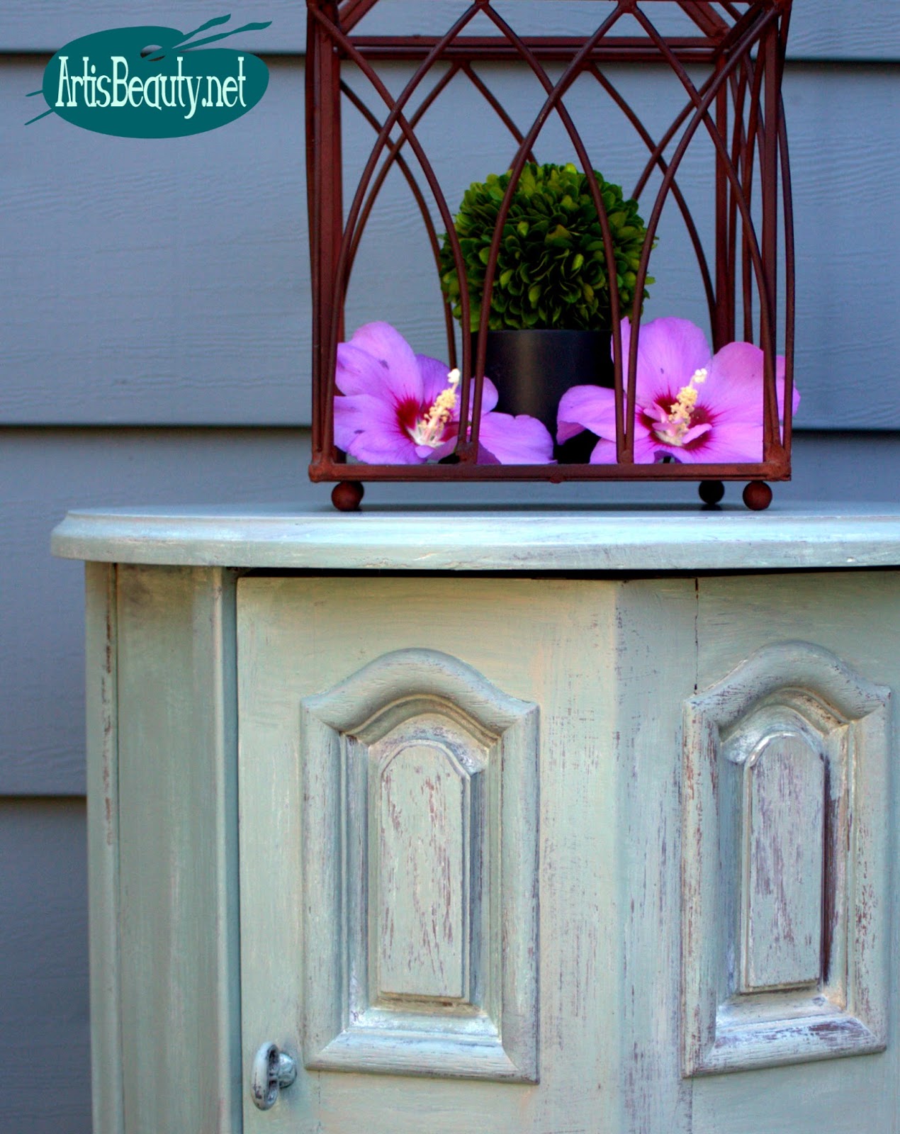 ART IS BEAUTY Small End Table Makeover using LAYERS DIY Furniture Girls!