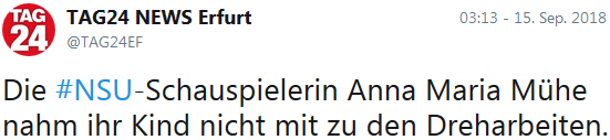 Die NSU-Schauspielerin Anna Maria Mühe ... Die NSU-Schauspielerin Anna Maria Mühe