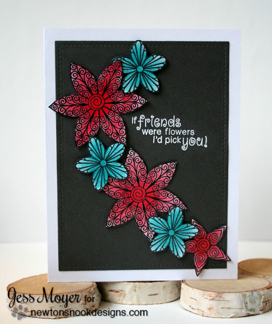 Friendship Flower Card by Jess Moyer | Beautiful Blossoms stamp set by Newton's Nook Designs