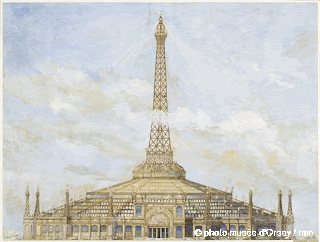 Toussaint, Projet d'habillage de la Tour Eiffel pour l'Exposition universelle de 1900, élévation, 1900 Orsay