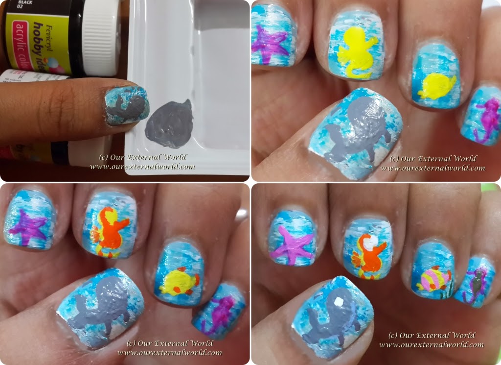 Summer Nail Art Sea Creatures With Tutorial