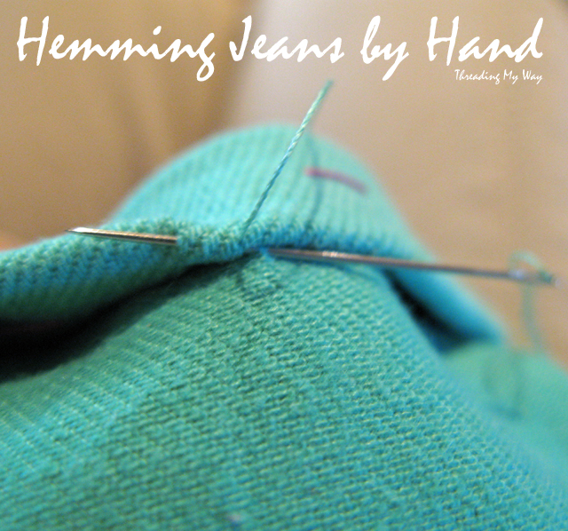 How to hem jeans by hand. This tutorial will show how to take up jeans, resulting in a neat and tidy finish. ~ Threading My Way