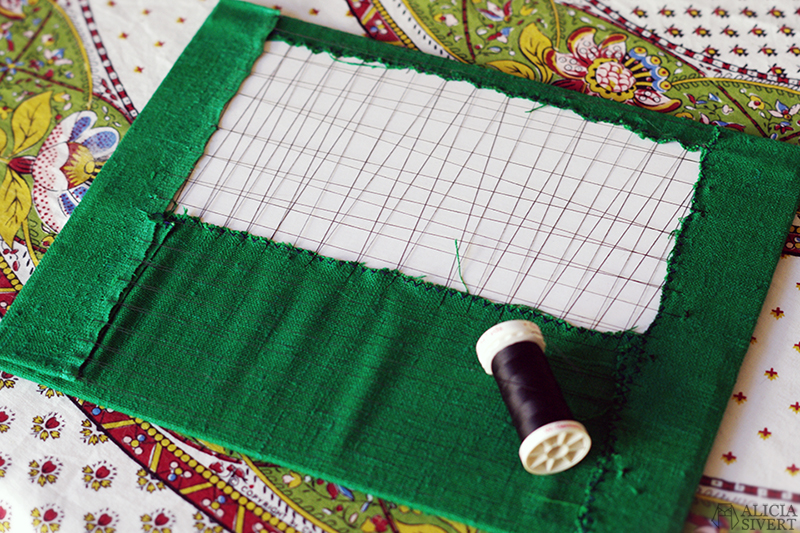 Mounting embroidery, by Alicia Sivertsson.