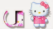 Alfabeto de Hello Kitty en diferentes posturas U. 