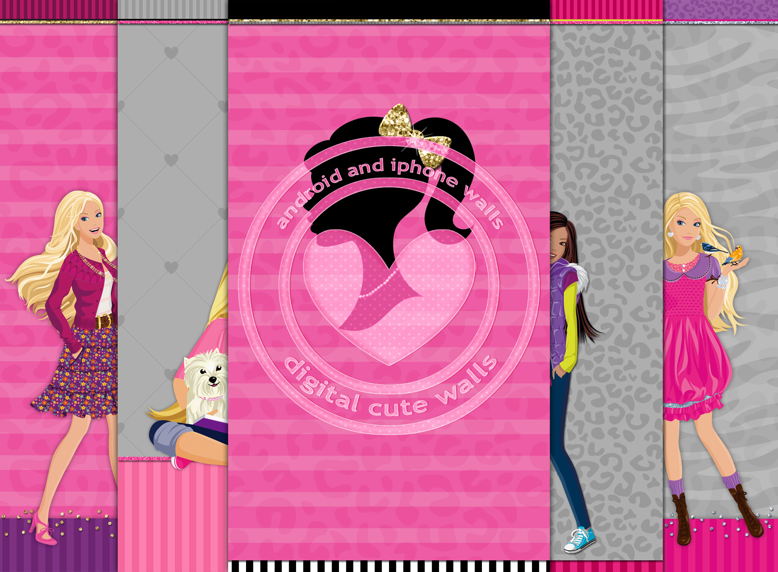 Cute Walls Barbie Girl Wallpaper Set