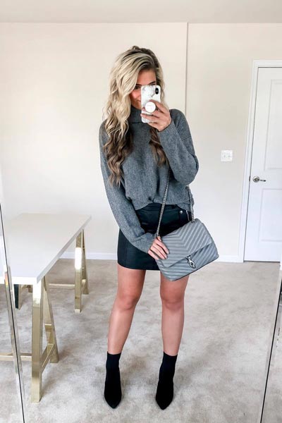 30+ Sexy Fall Outfits Guaranteed To Get You Noticed | Madrona Dress + Mini Skirt + Shoulder Bag