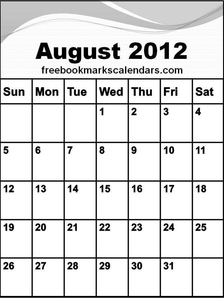 CALENDAR 2012 Free Printable August Calendar 2012