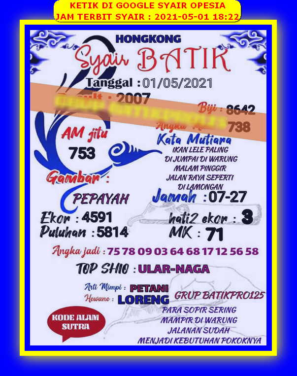 Forum Syair Hongkong 1 Mei 2021 Royal Syair