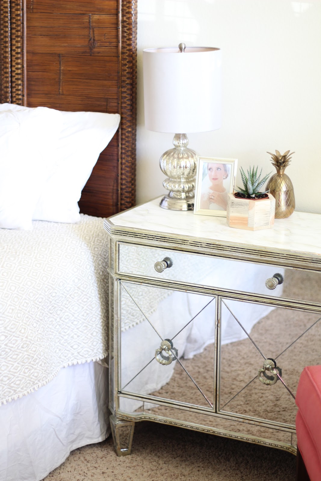DIY Faux Marble Nightstand Top Stripes and Whimsy