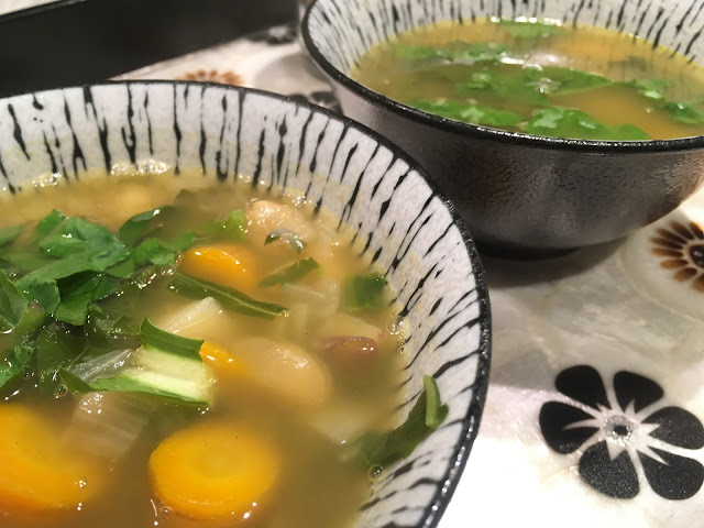 bowls of kale and white bean soup