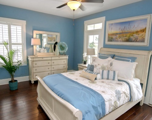 Pale Blue Painted Bedroom Inerior Walls