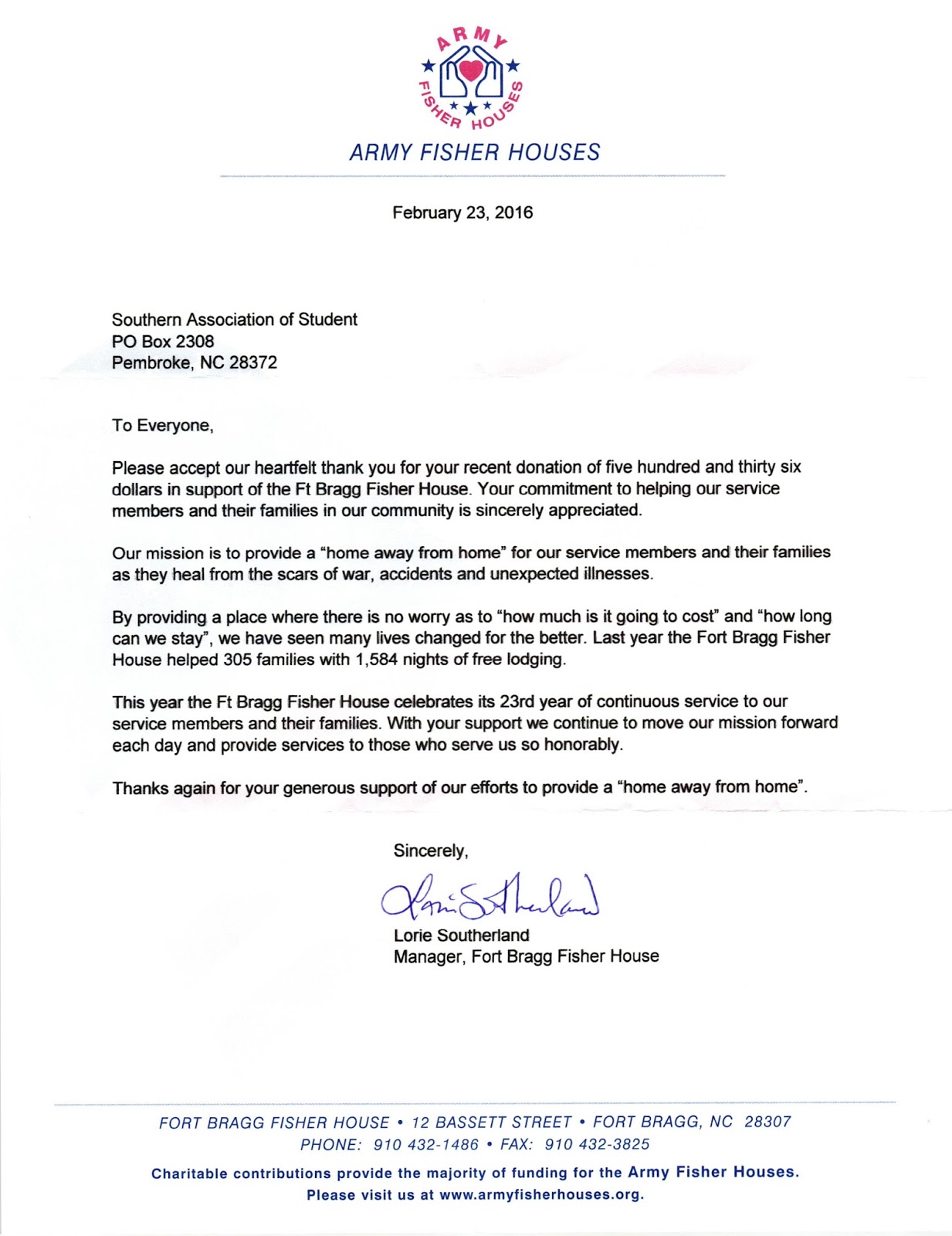 Sasfaa Nine News: Thank Yous From The Fisher Houses
