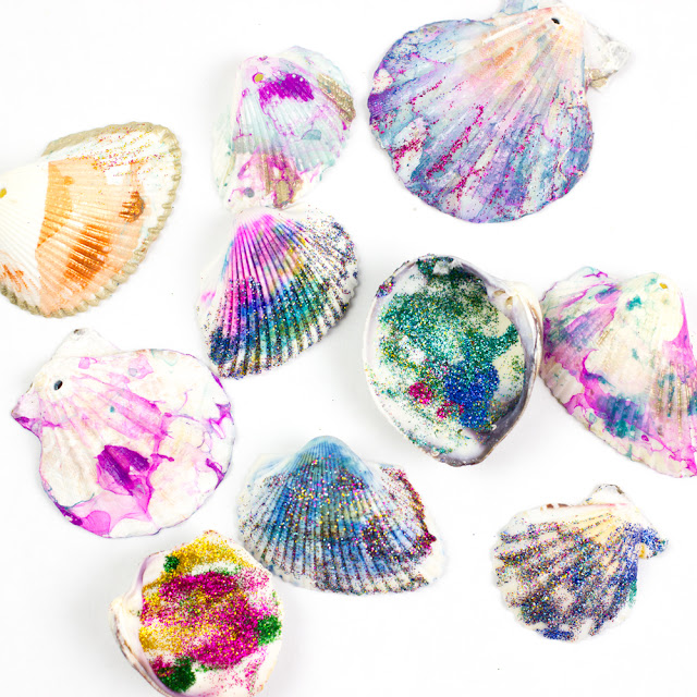 How to Make Marbled and Sparkly Shell Necklaces for Summer- Great for all mermaid or beach lovers!