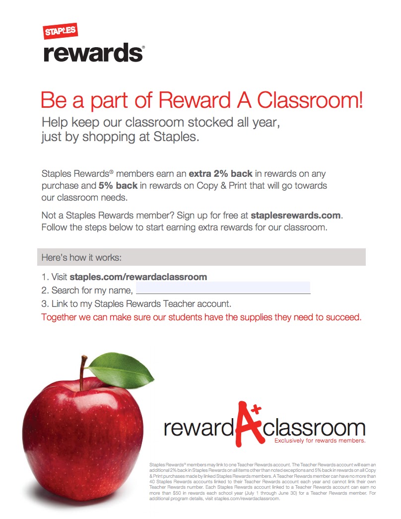 Mr. Amutan's HW and Info Blog Staples Reward A Classroom Program