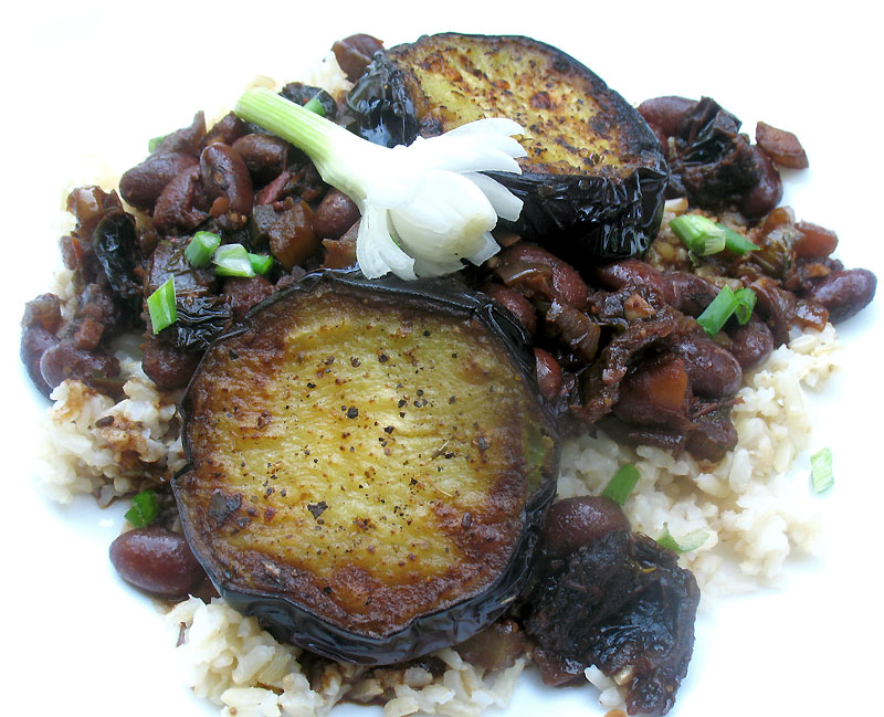 SouthernStyle Pinto Beans with Rice and Fried Eggplant Lisa's Kitchen Vegetarian Recipes