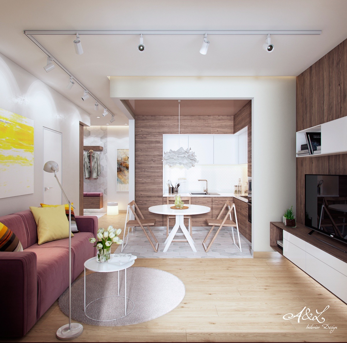 Réaménagement réussi de l’appartement en P44-T Lilac Makuuhuone