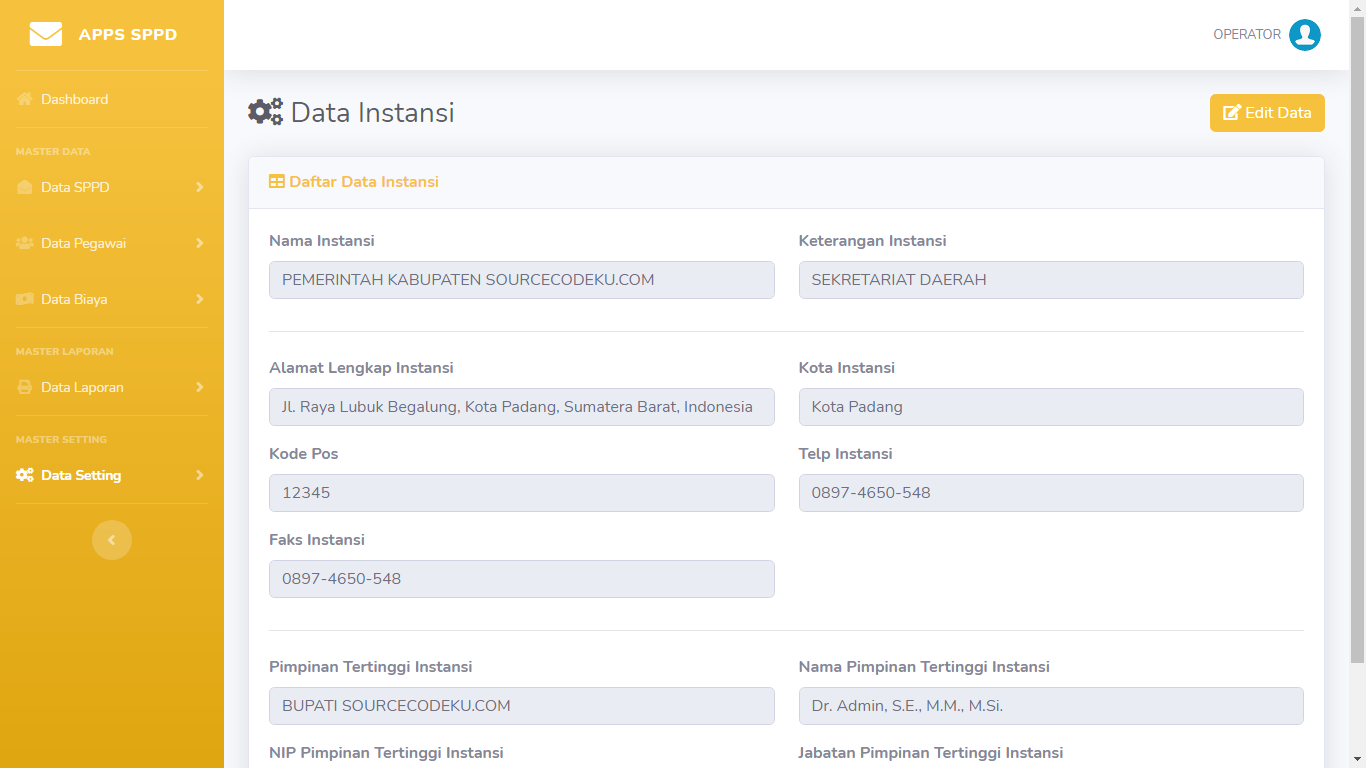 Aplikasi Sistem Informasi Surat Perintah Perjalanan Dinas (SPPD) - SourceCodeKu.com