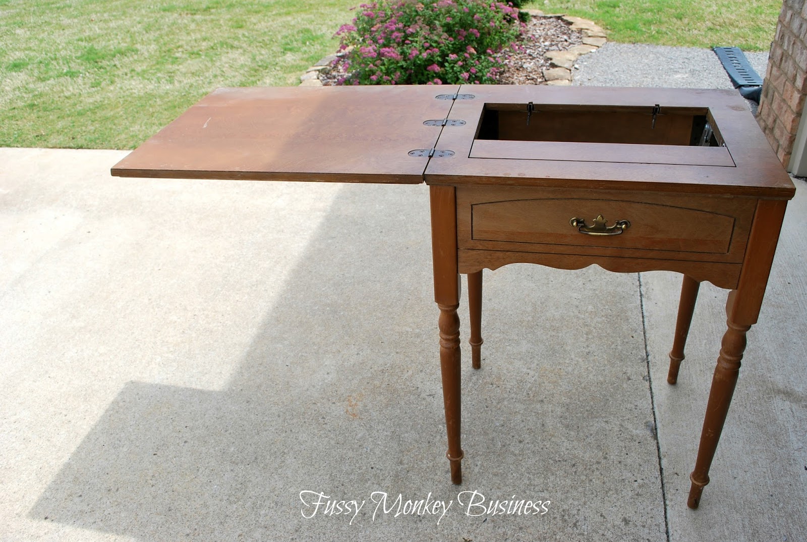 Fussy Monkey Business Old Sewing Machine Table Turned Outdoor Planter