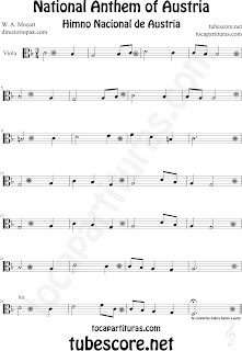 Partitura del Himno Nacional de Austria para Viola National Anthem of Austria Sheet Music for Viola Music Scores Note der österreichischen Nationalhymne für Viola