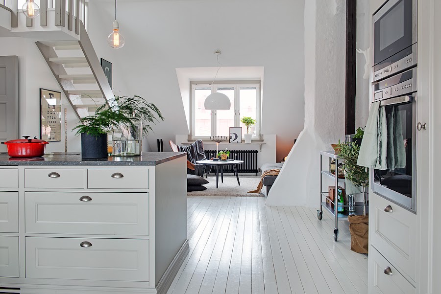 cocina y salón abiertos