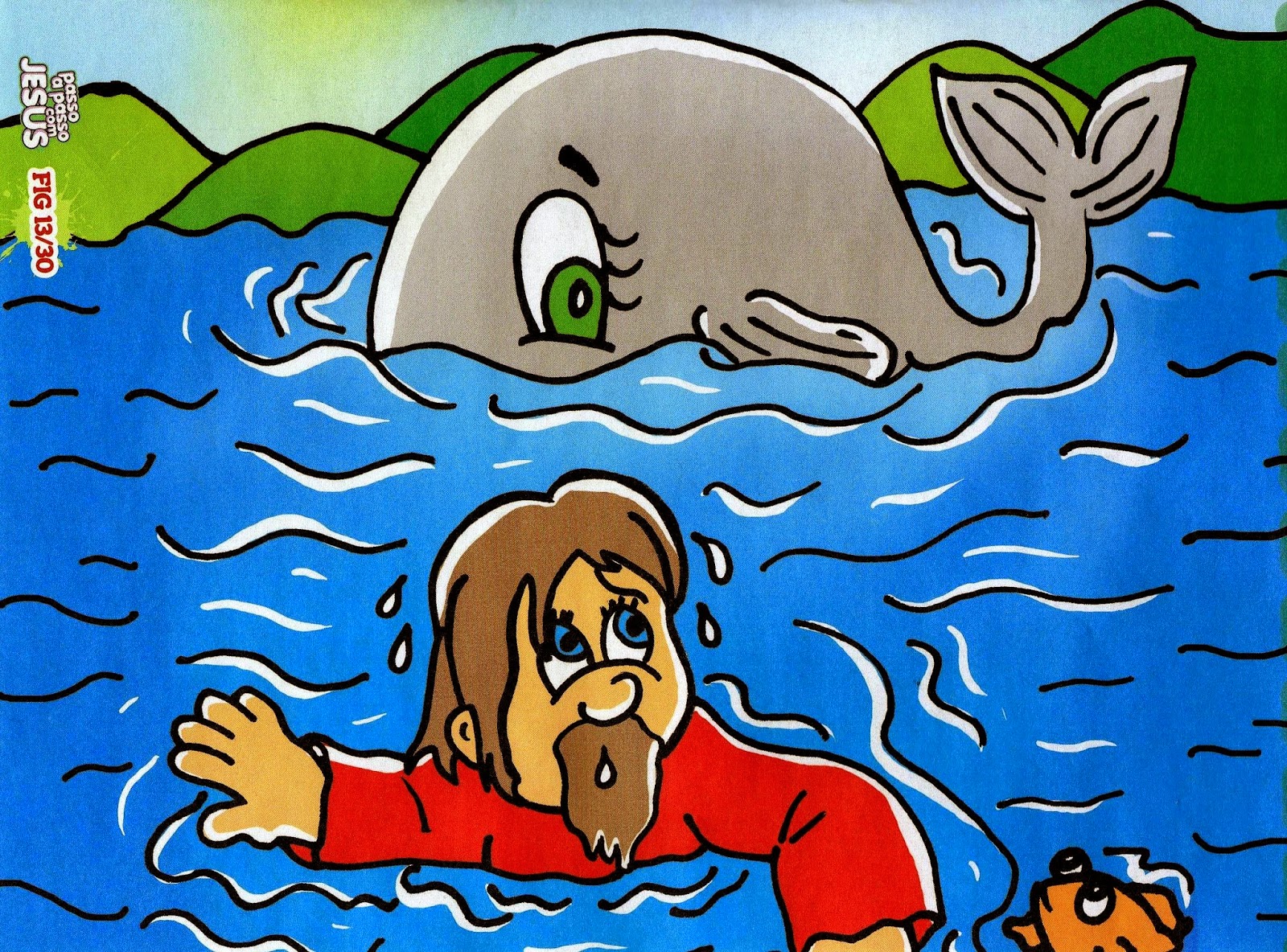 Escola Dominical Infantil Jonas, o fujão O profeta Jonas saí da barriga de um grande peixe e Escola Dominical Infantil Jonas, o fujão O profeta Jonas saí da barriga de um grande peixe e