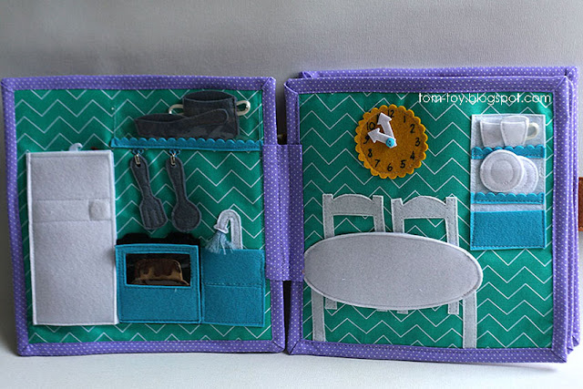 Handmade quiet book Dollhouse, busy book for girl, kutchen, Развивающая книжка Кукольный домик, кухня