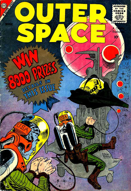Outer Space v1 #21 charlton sci-fi comic book cover art by Steve Ditko Outer Space v1 #21 charlton sci-fi comic book cover art by Steve Ditko