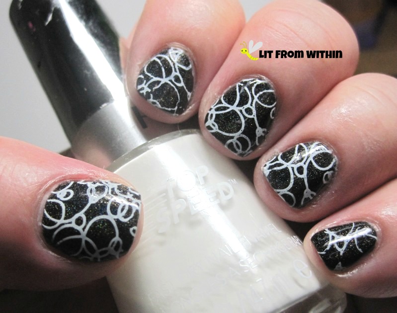 Simple white bubbles with Revlon Spirit and stamping plate Mash-43