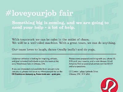 lululemon ottawa warehouse sale flyer