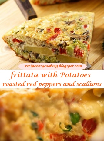 FRITTATA WITH POTATOES, ROASTED RED PEPPERS AND SCALLIONS